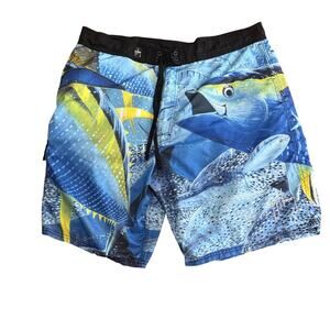 Guy Harvey Mens Swim Trunks Size 40 Shorts Fish Beach Boat Pool Sea Life